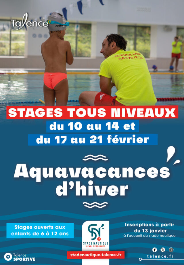 Stage de natation aqua-vacances d’hiver – session du 10 au 14 février 2026