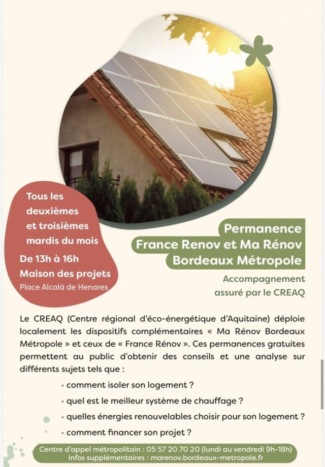 Permanences France Rénov’ et Ma Rénov Bordeaux Métropole
