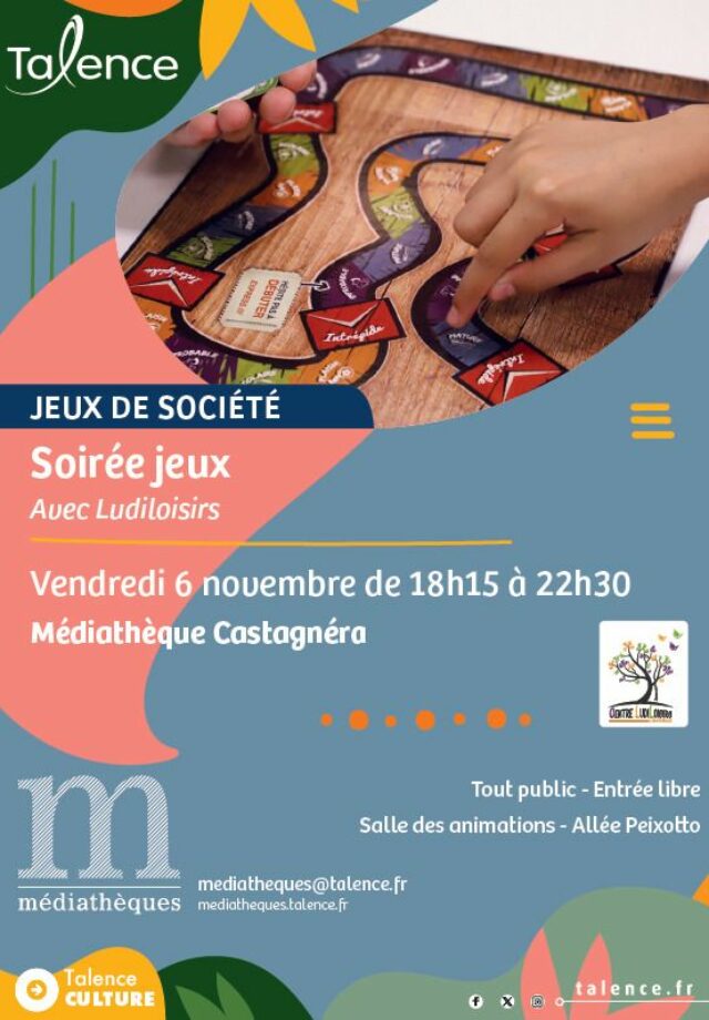 Soirée jeux à la médiathèque Castagnéra avec Ludiloisirs